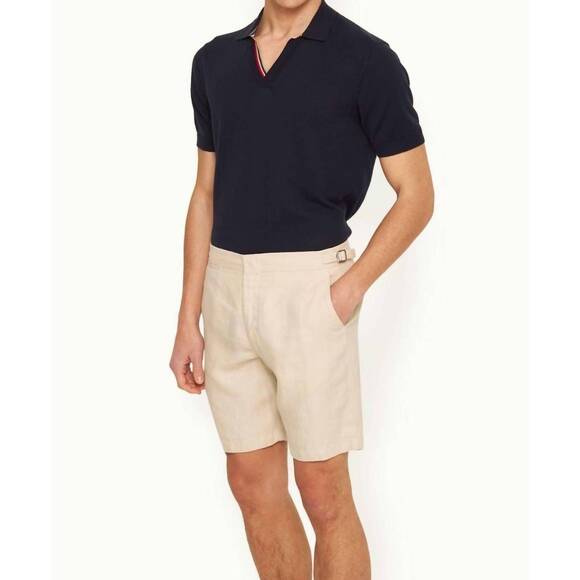 NEW ORLEBAR BROWN norwich linen shorts in chai